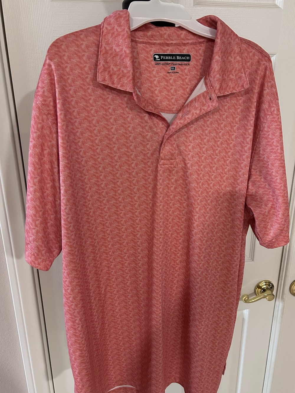 Pebble Beach Men's Golf shirt Coral Polo XL button up